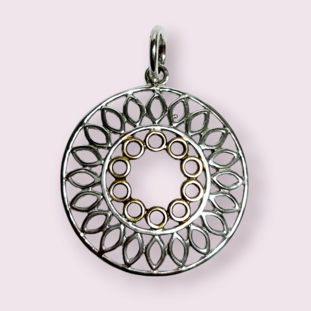 Sterling silver 2 tone Circle pendant